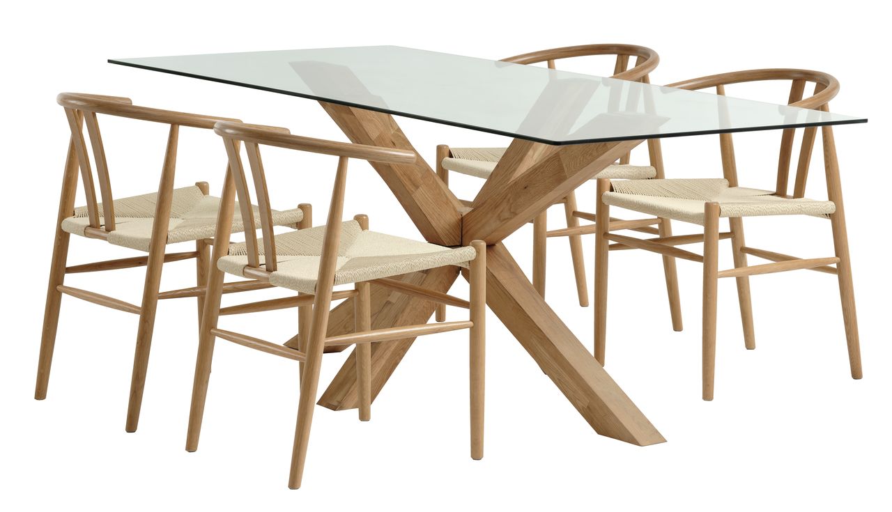 AGERBY L190 Table Oak 4 GUDERUP Chairs Oak Natural JYSK