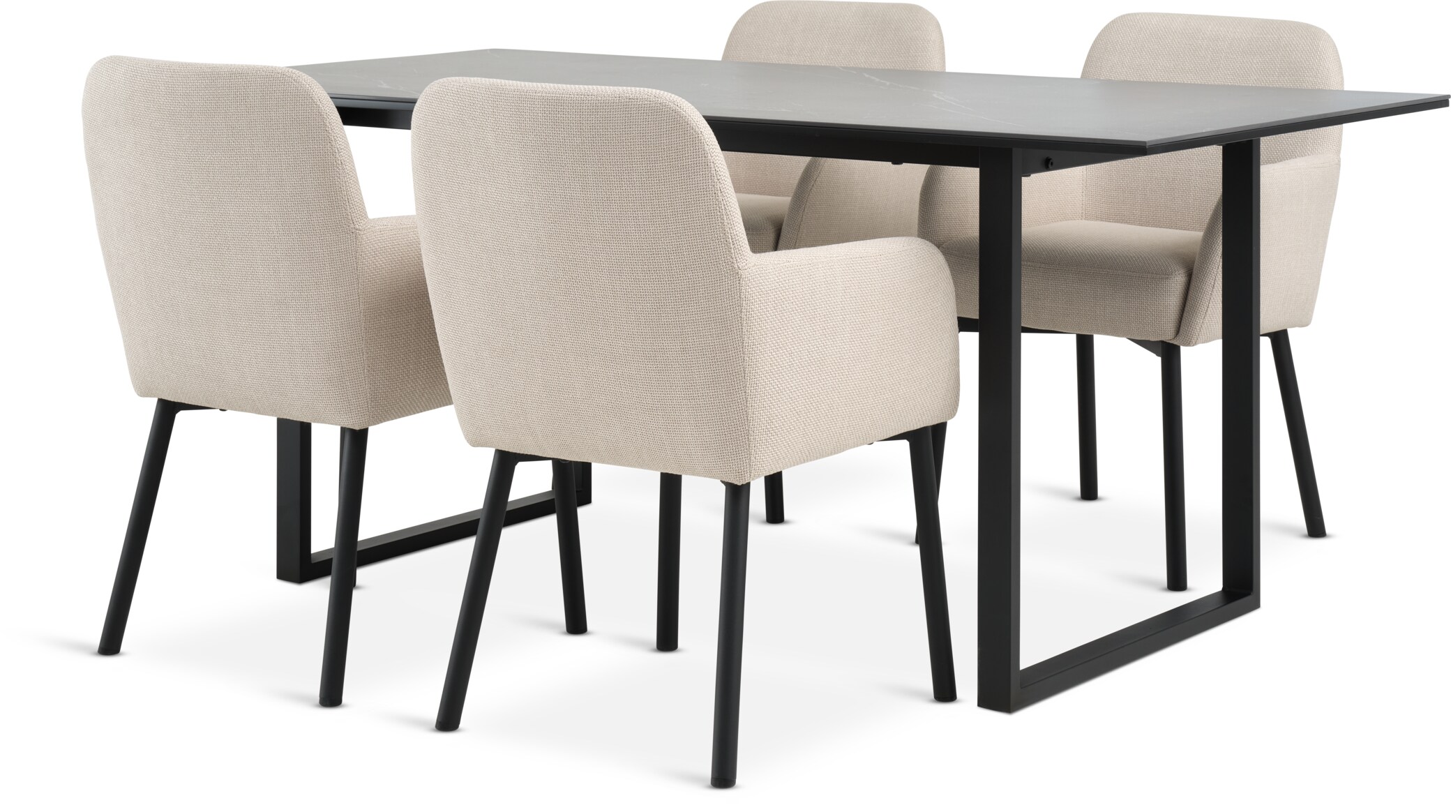 JYSK MOSELUND L180 Tisch Keramik + 4 SOTTRUP Stühle beige