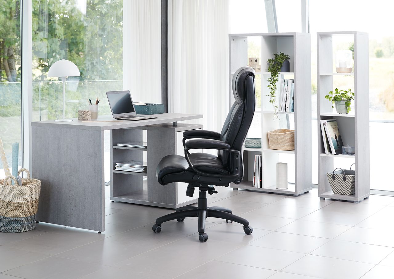 Krzesło biurowe TJELE czarny skóra ekologiczna