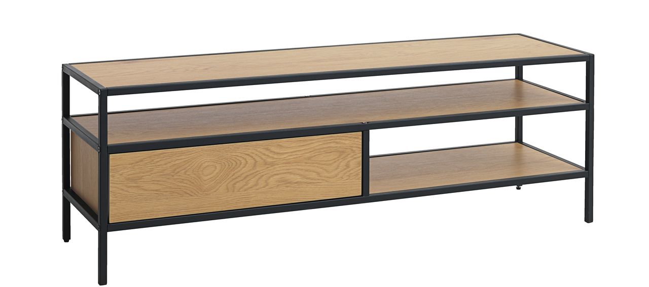 TV bench TRAPPEDAL oak/black JYSK