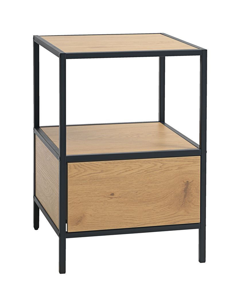 Table de nuit TRAPPEDAL 1 tir. chêne/n. JYSK