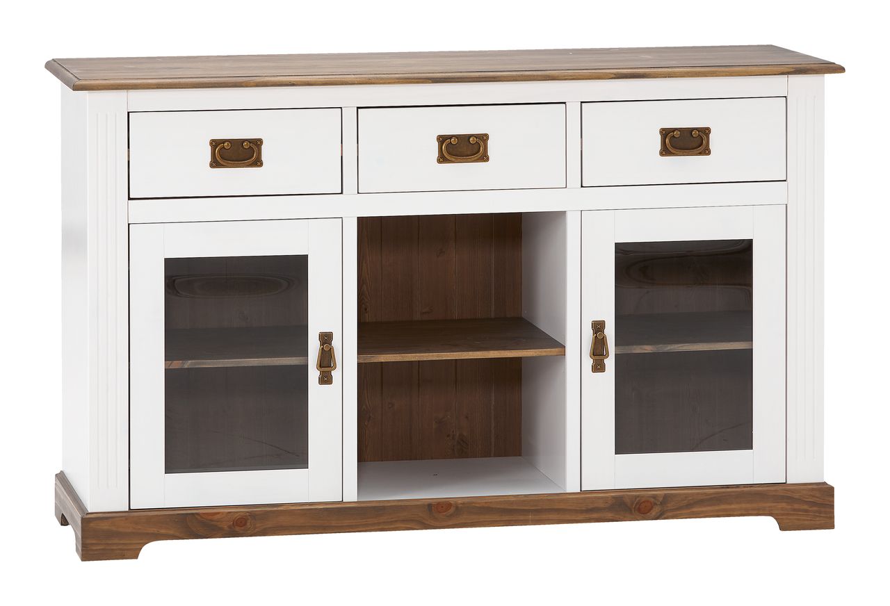 Credenza VILSTED 2 ante 3 cassetti bianco/marrone JYSK