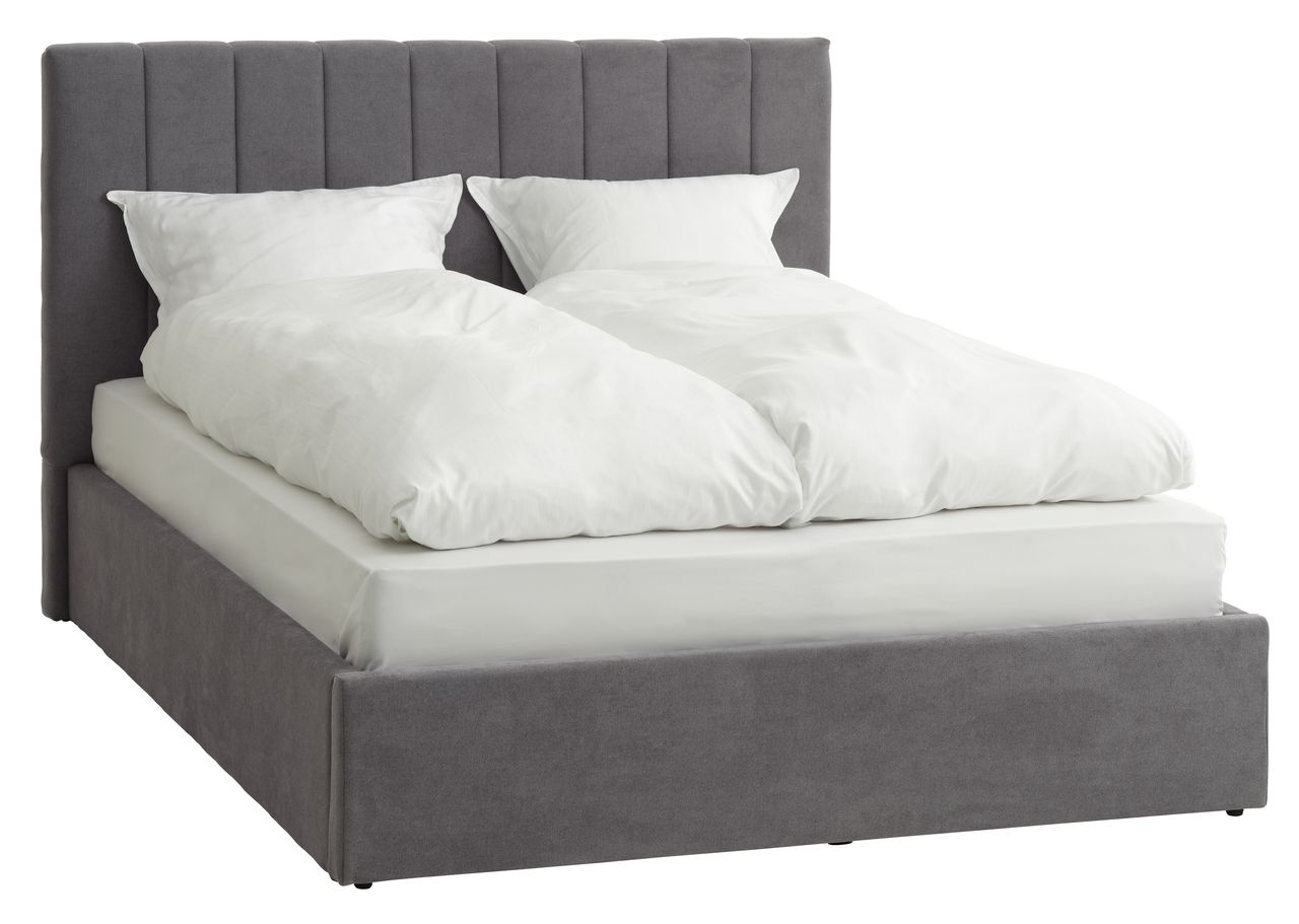 Estructura cama HASLEV 135x190 almacenaje tela gris oscuro