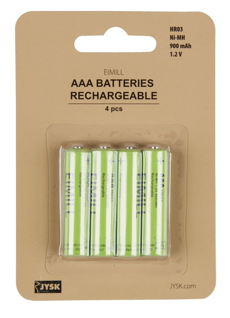 foragte bønner elektronisk Batterier EIMILL genopladelig AAA 4stk/pk | JYSK