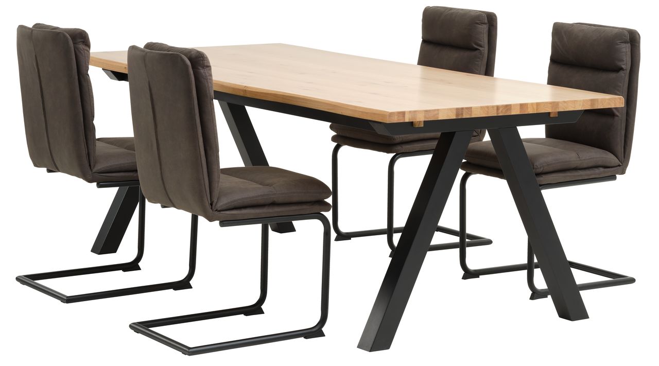 SANDBY L210 Tisch nat. Eiche + 4 ULSTRUP Stühle anthrazit JYSK