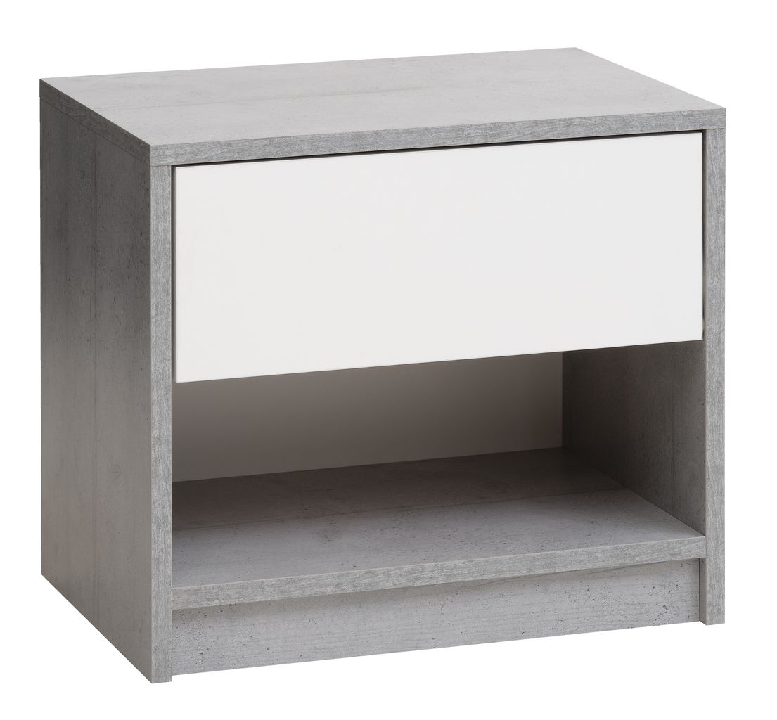 Bedside table BILLUND white/concrete JYSK