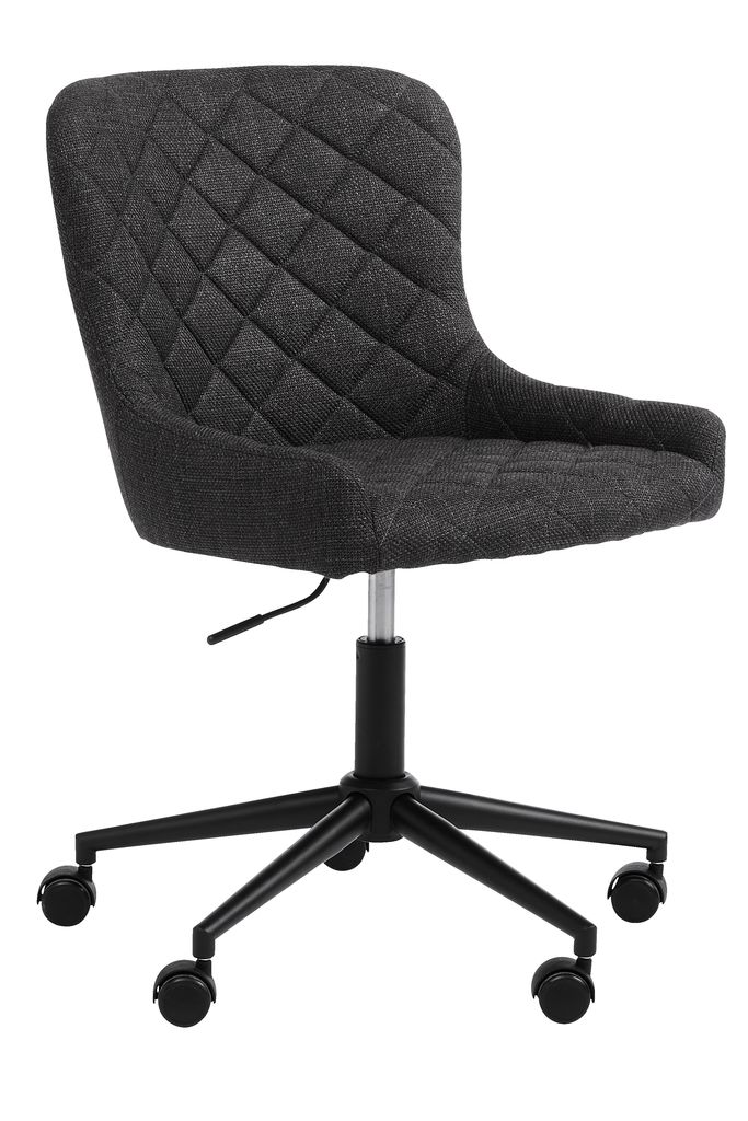 Desk chair PEBRINGE dark grey fabric black JYSK