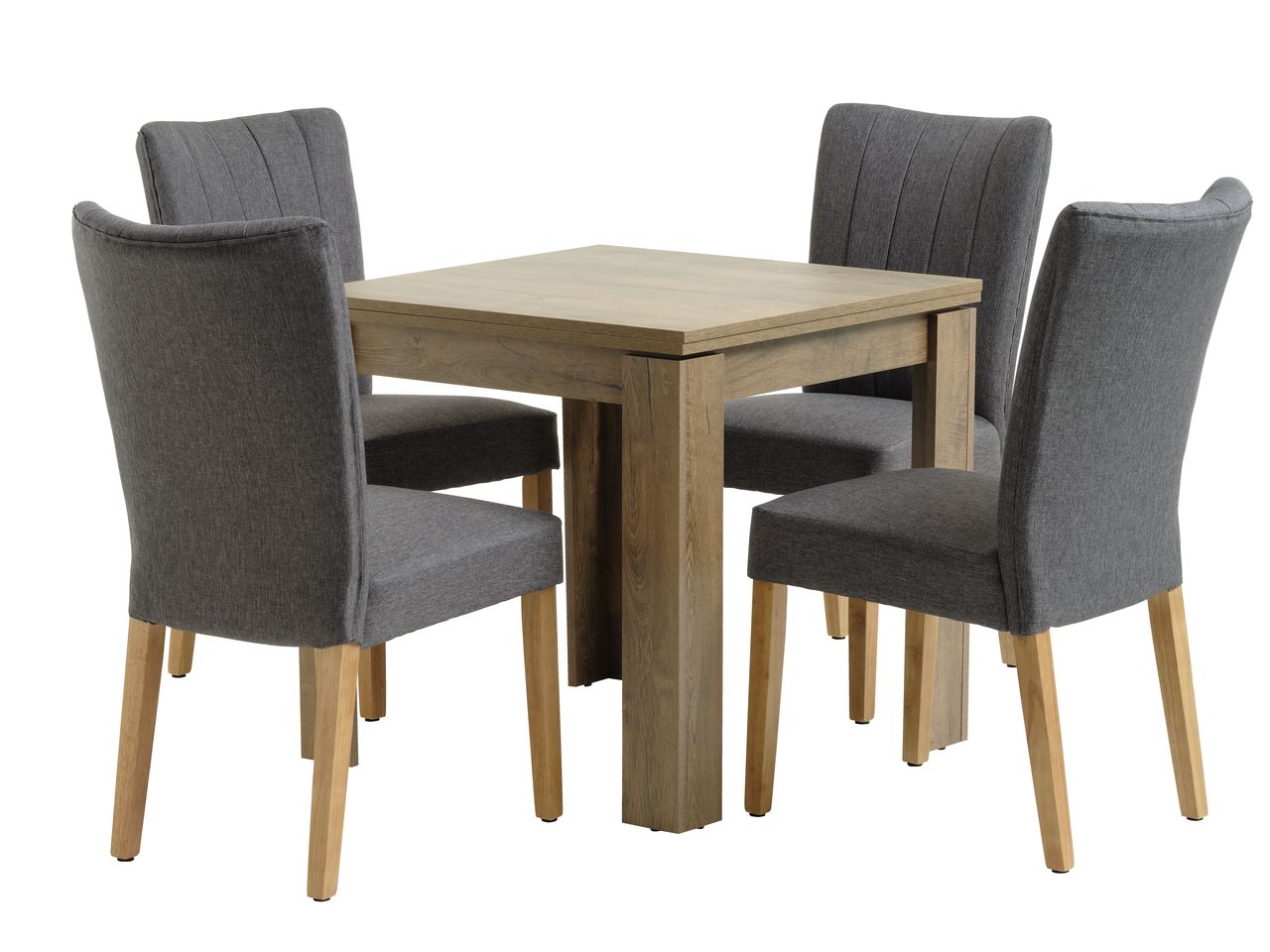 VEDDE L80/160 table wild oak + 4 NORDRUP chairs grey JYSK