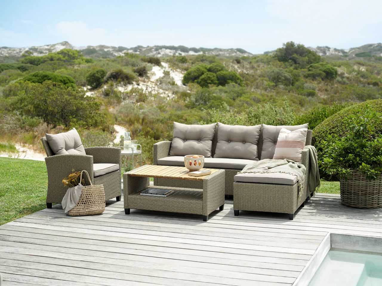 LoungeSet VEN 4 Personen m/Chaise natur JYSK