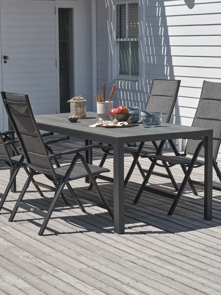 PINDSTRUP L205 Tisch + 4 MYSEN Stuhl grau JYSK