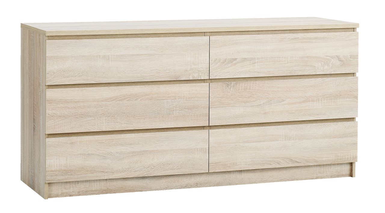 3+3 drawer chest LIMFJORDEN light oak colour | JYSK