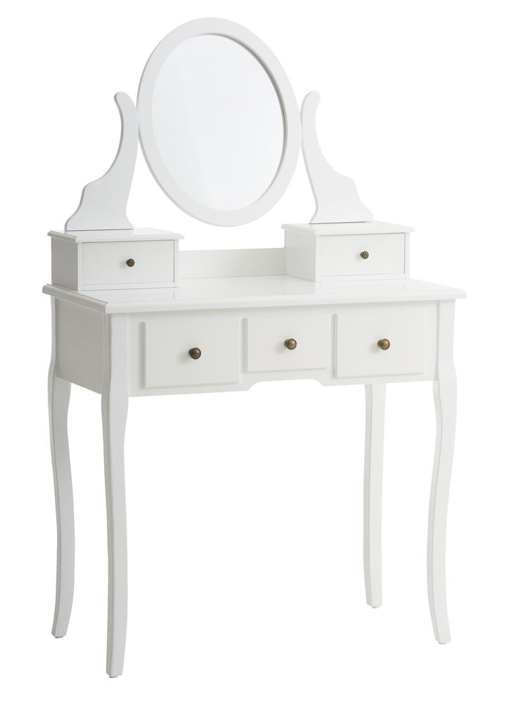 Toeletta da trucco con specchio in mdf bianco 117,5x78x45 cm