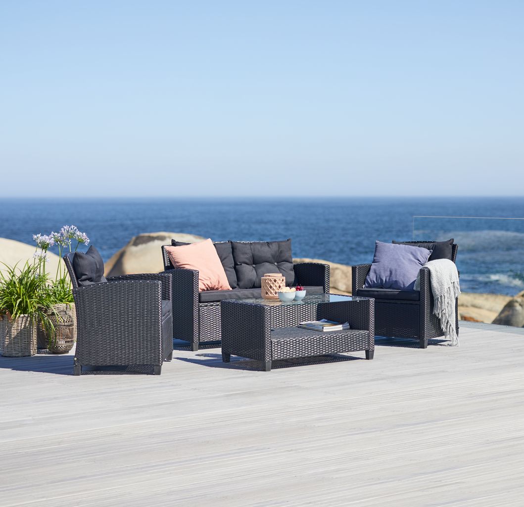 Lounge set MORA 4 pers. black JYSK