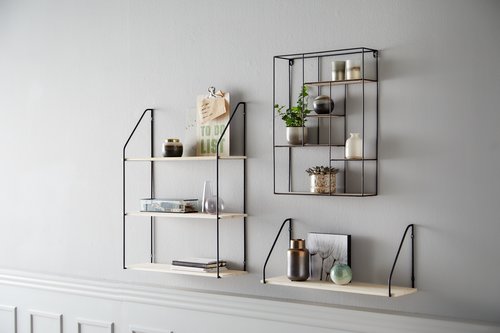 Wall shelf HEJLSMINDE black/natural