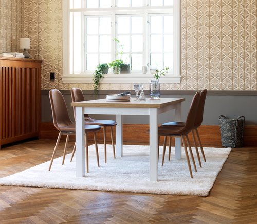 MARKSKEL Tavolo L150/193 cm + 4 JONSTRUP cognac/rovere
