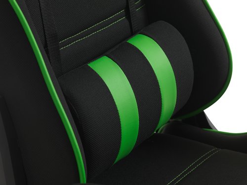 Gamer szék LAMDRUP fekete poliészter háló/zöld
