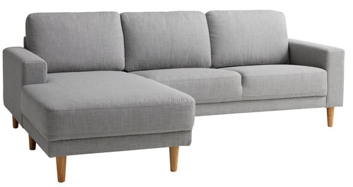 Sofa m/sjeselong EGENSE lys grå