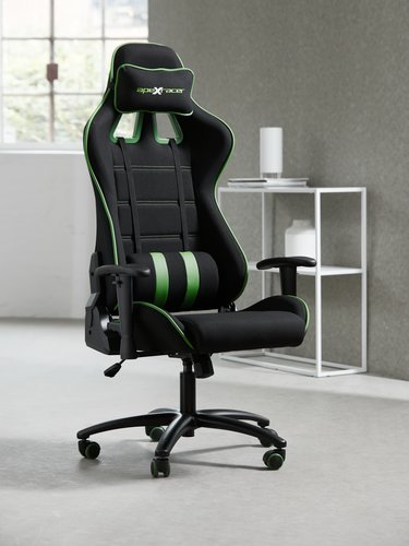 Геймърски стол LAMDRUP черен/зелен с мрежа