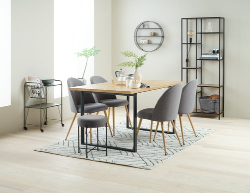 Кухненски стол KOKKEDAL сив/цвят дъб