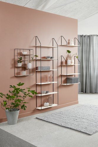 Wall shelf HEJLSMINDE 6 shelves black/natural