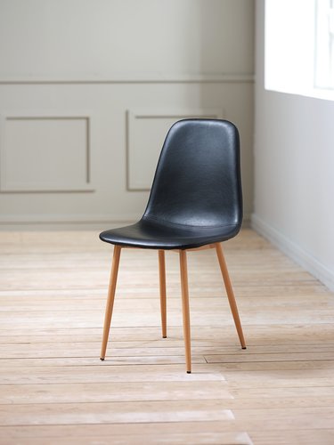 Dining chair JONSTRUP black faux leather/oak colour