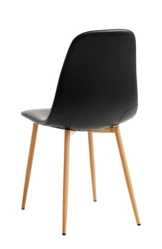 Dining chair JONSTRUP black faux leather/oak colour