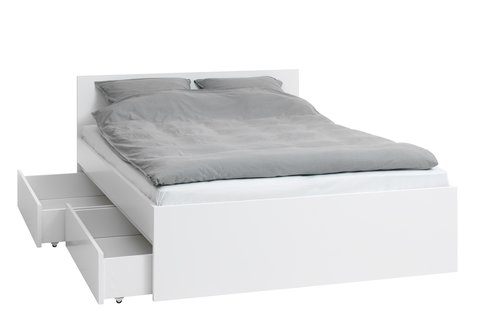 Bed frame LIMFJORDEN KNG 150x200 excl. slats white