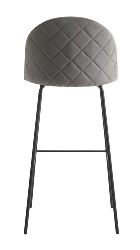 Barová stolička GRINDSTED zamat sivá/čierna
