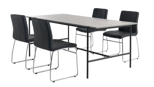 TERSLEV P200 pöytä + 4 HAMMEL tuoli musta