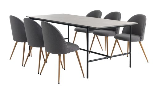 TERSLEV L200 Tisch + 4 KOKKEDAL Stühle grau