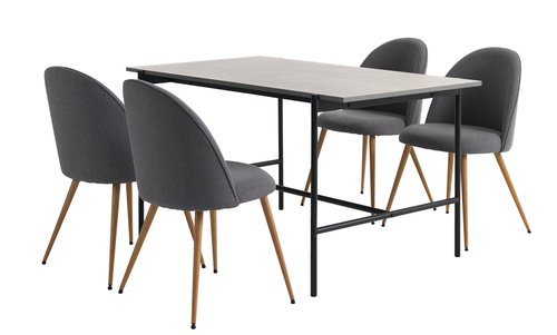 TERSLEV L140 table + 4 KOKKEDAL chairs grey/oak