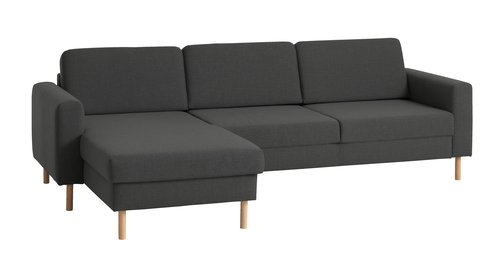 Καναπές με σεζλόνγκ SVALBARD σκούρο γκρι