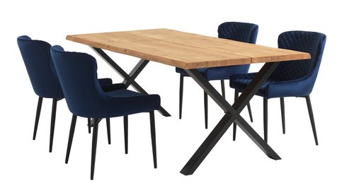 Кухненски стол PEBRINGE синьо кадифе/черно