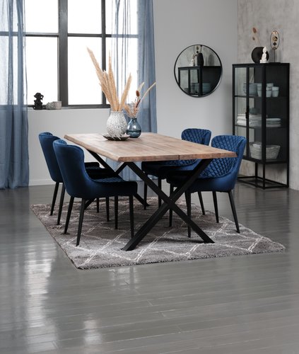 Jedilniški stol PEBRINGE žamet modra/črna