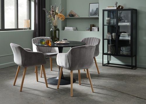 Dining chair ADSLEV velvet grey | JYSK