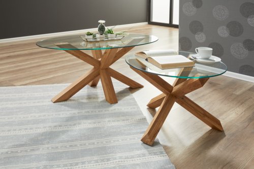 Couchtisch AGERBY 60x100 Glas/Eiche JYSK