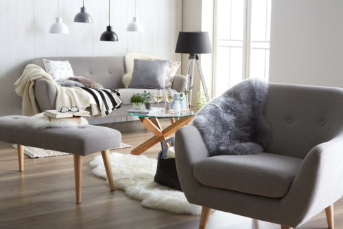 Mesa centro SASKIA Ø60 vidro/carvalho