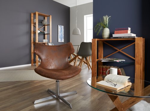 Mesa centro SASKIA Ø60 vidro/carvalho