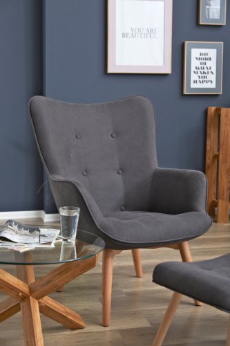 Mesa centro SASKIA Ø60 vidro/carvalho