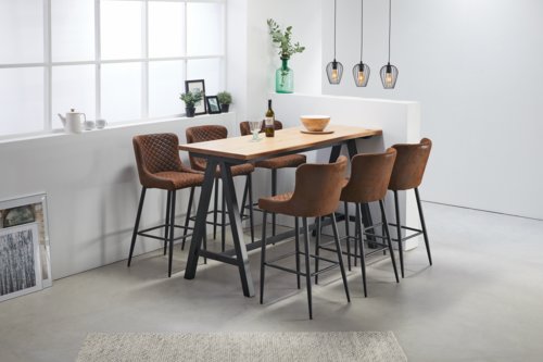 Barstuhl PEBRINGE mit Rückenlehne braun | JYSK