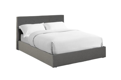 Struttura letto ALNOR 140x200 con contenitore tessuto grigio