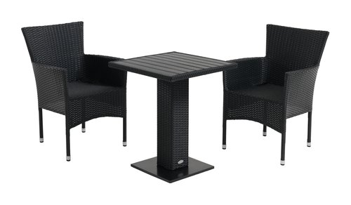 THY L60 tafel zwart + 2 AIDT stoelen zwart