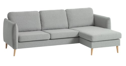 Sofa m/sjeselong AARHUS høyre lys grå