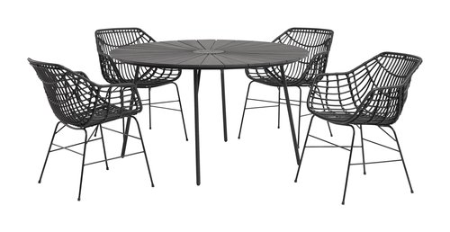 RANGSTRUP Ø130 stôl čierna + 4 ILDERHUSE stolička čierna