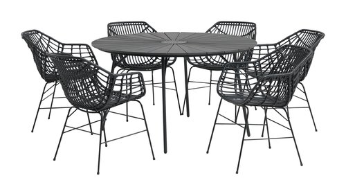 RANGSTRUP Ø130 τραπέζι + 4 ILDERHUSE καρέκλες μαύρο
