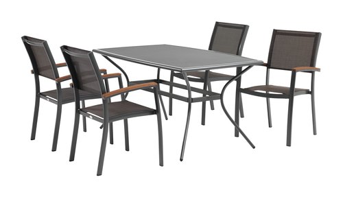 LARVIK D150 stůl šedá + 4 MADERNE židle šedá