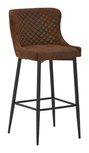 Krzesło barowe PEBRINGE z oparciem tkanina brązowy/czarny