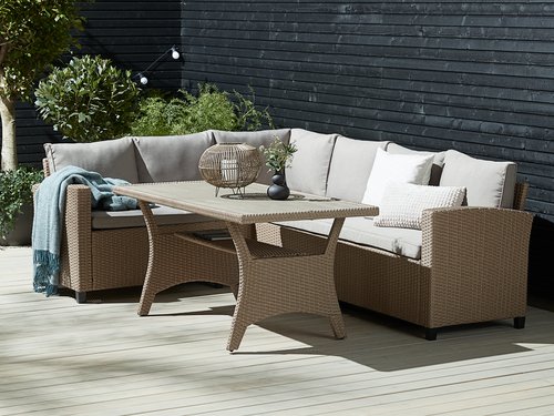 Set lounge ULLEHUSE 6 posti con vano contenitore naturale