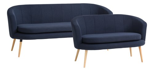 Sofagruppe GISTRUP 3+2-seter mørk blå