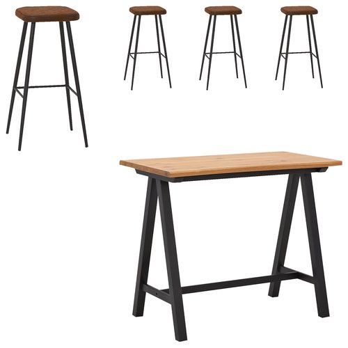 Table de bar SANDBY 71x128 chêne naturel/noir